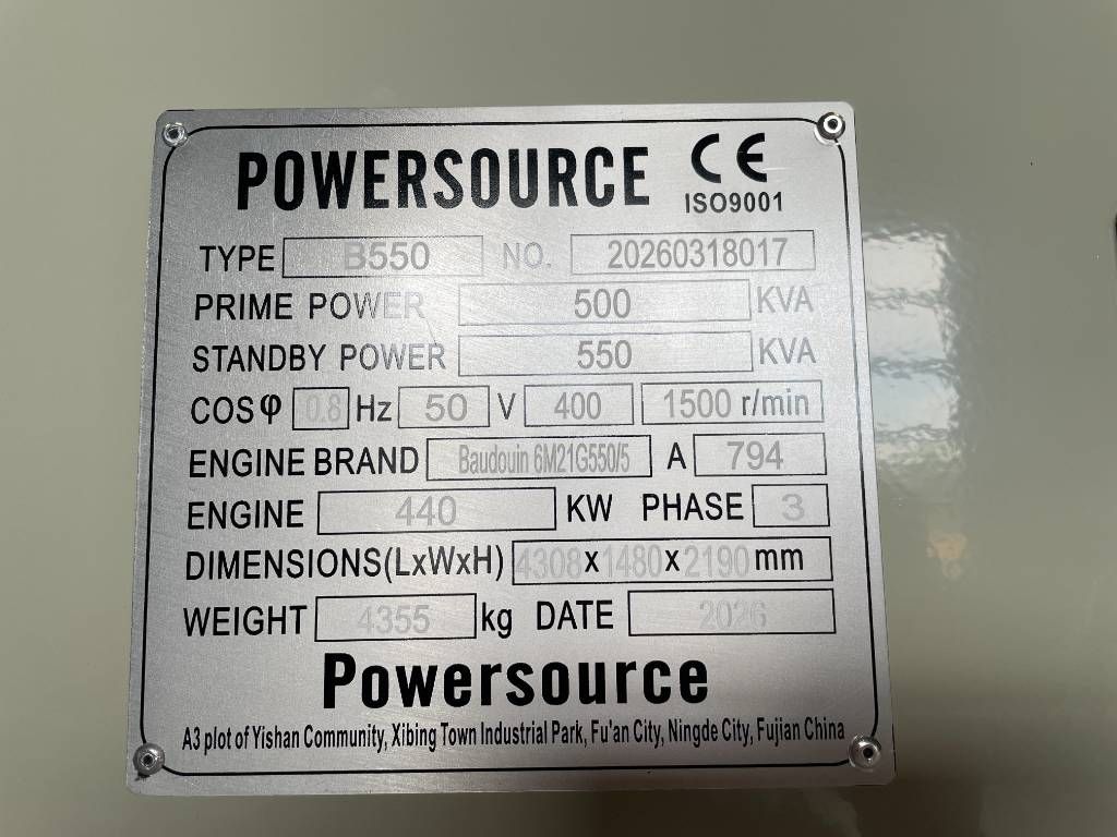 Baudouin 6M21G550/5 - 550 kVA Generator - DPX-19878