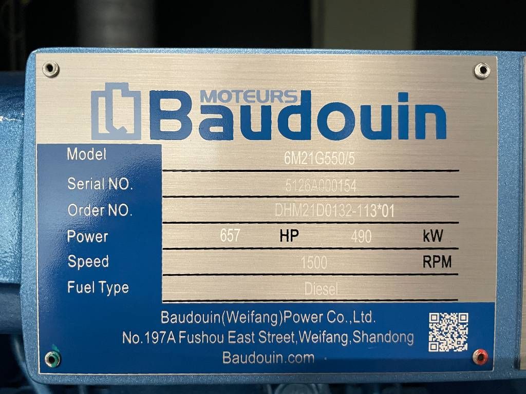 Baudouin 6M21G550/5 - 550 kVA Generator - DPX-19878