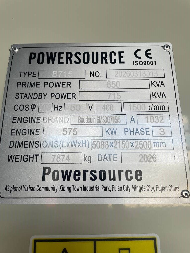 Baudouin 6M33G715/5 - 715 kVA Generator - DPX-19880