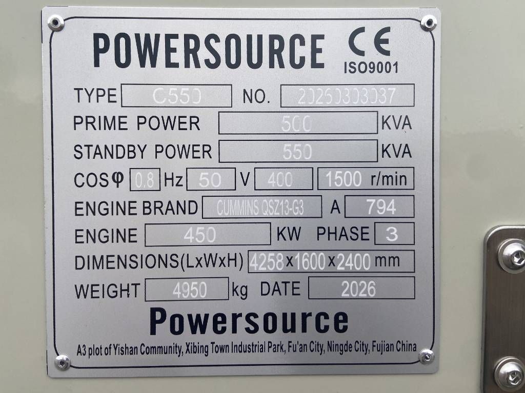 Cummins QSZ13-G13 - 550 kVA Generator - DPX-19846
