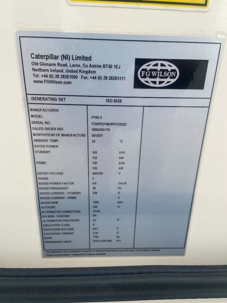 FG Wilson P165-5 - 165 kVA Genset - DPX-16010