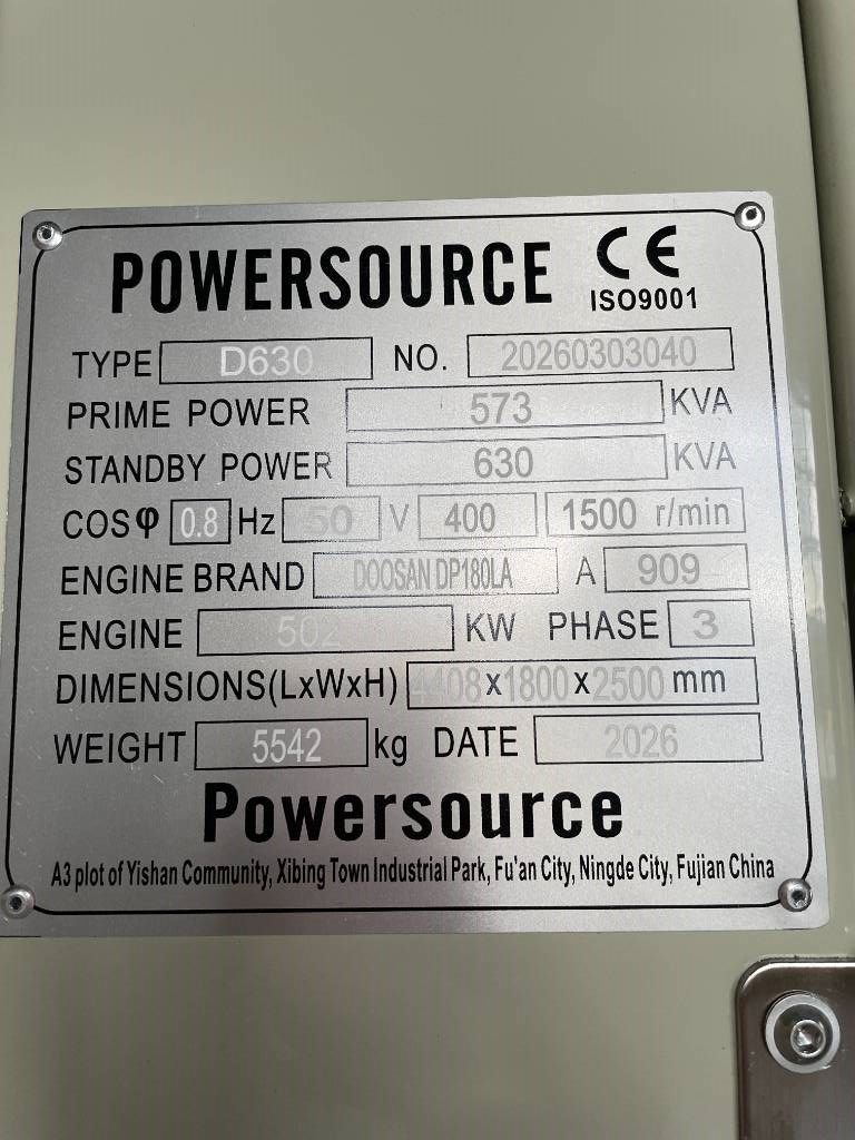 Hyundai DP180LA - 630 kVA Generator - DPX-19856