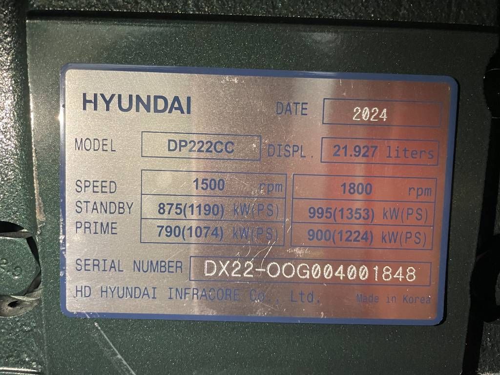 Hyundai DP222CC - 1000 kVA Generator - DPX-19859