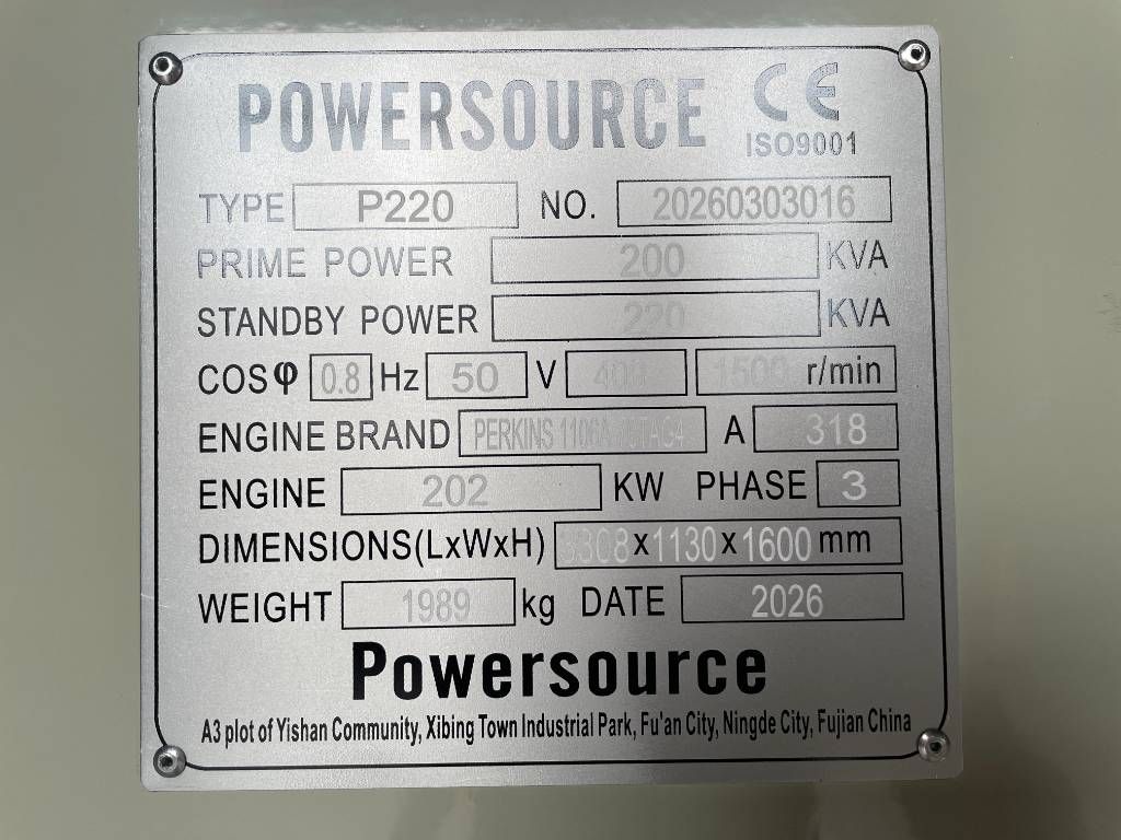 Perkins 1106A-70TAG4 - 220 kVA Generator - DPX-19809