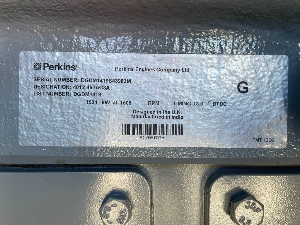 Perkins 4012-46TAG3A - 1.880 kVA Generator - DPX-19824