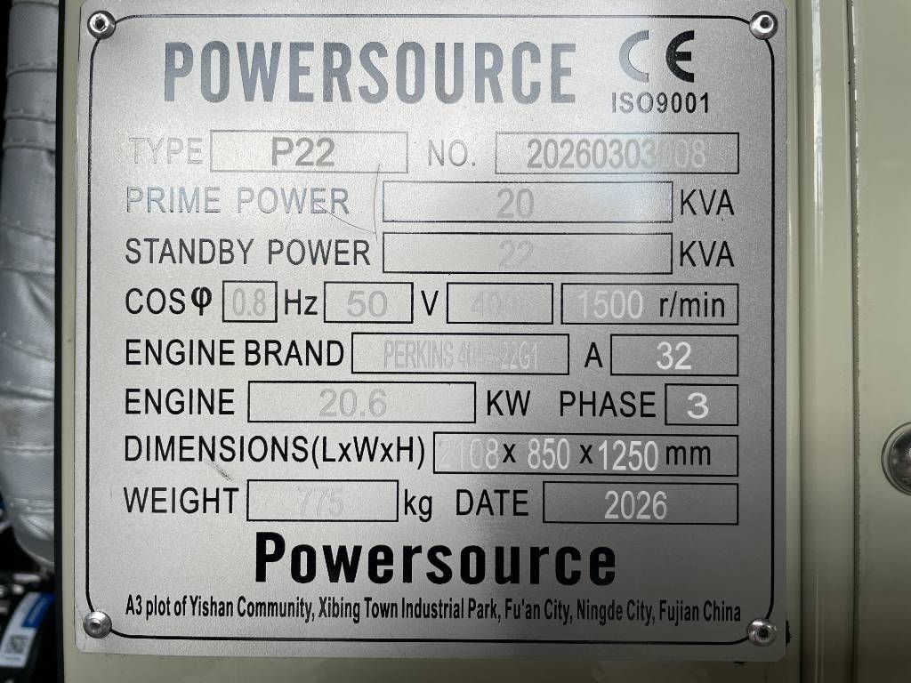 Perkins 404A-22G1 - 22 kVA Generator - DPX-19801
