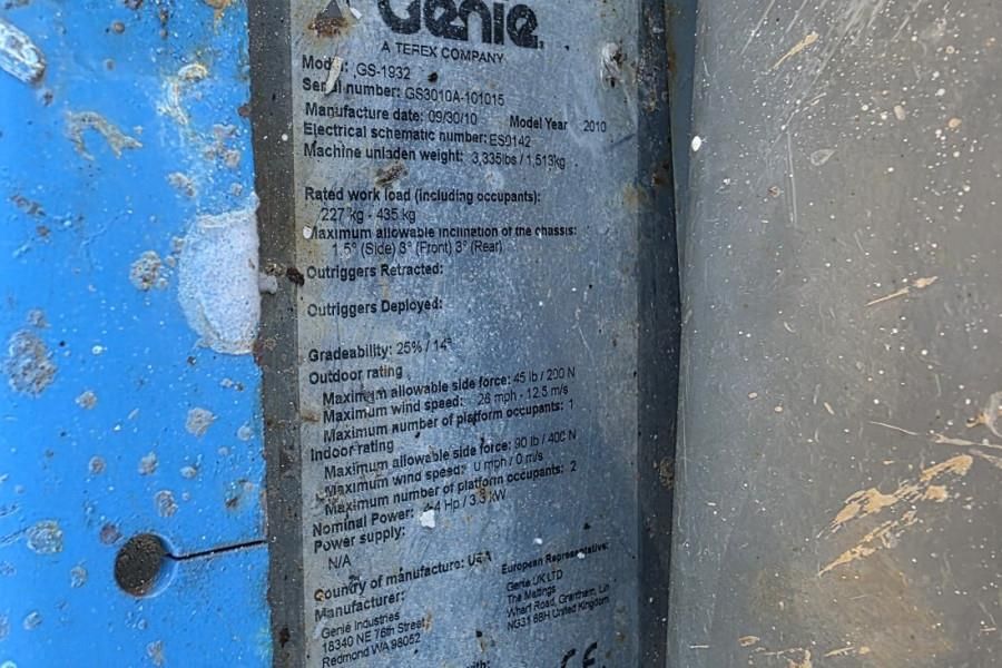 Genie GS1932 Electric, Working Height 7.8 m, 227kg Capac