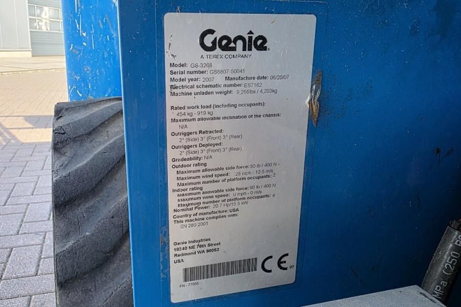 Genie GS3268 Diesel, 12m Working Height, 454kg Capacity,