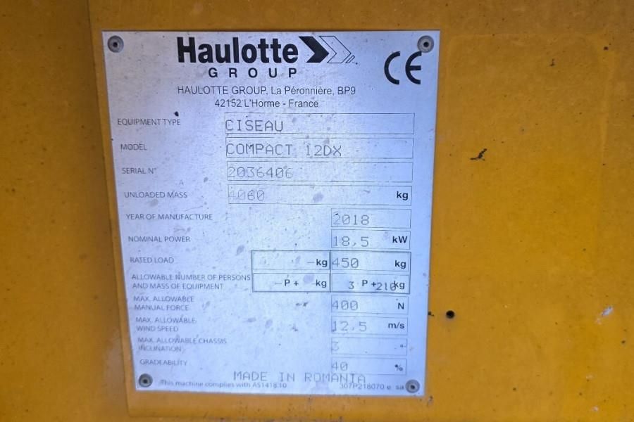 Haulotte Compact 12DX Diesel, 4x4 Drive, 12m Working Height