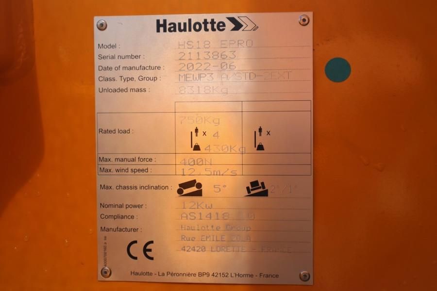 Haulotte HS18EPRO Valid Inspection, Full Electric 4x4 Drive
