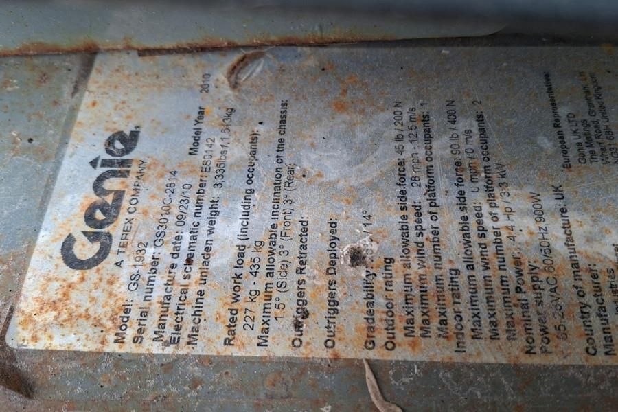 Genie GS1932 Electric, Batteries 10-2025, Working Height