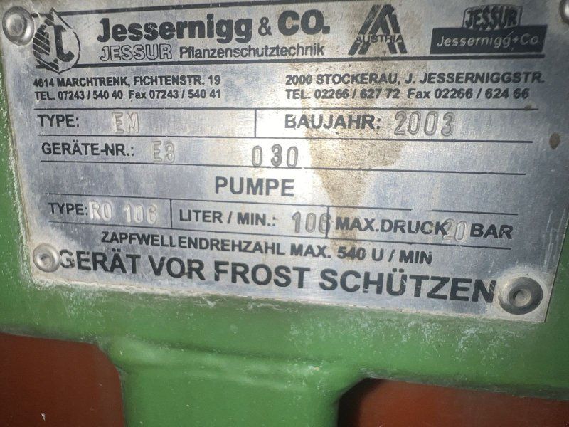 Jessernigg Unkrautspritze RO 106 600 Liter