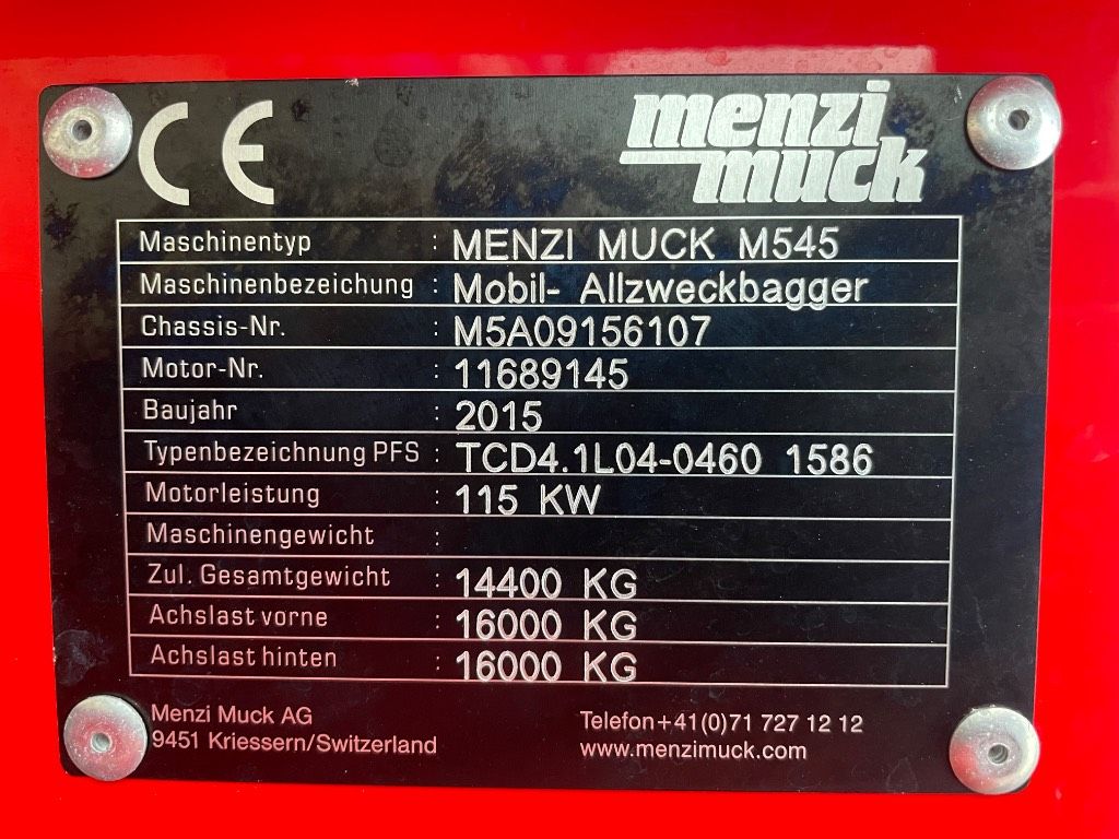 Menzi Muck M545 SOLD