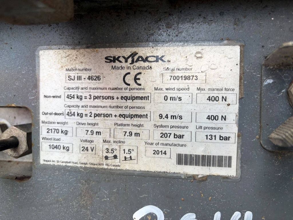 Scherenarbeitsbühne SkyJack SJ4626 Elektrisch 11,9 m 2014
