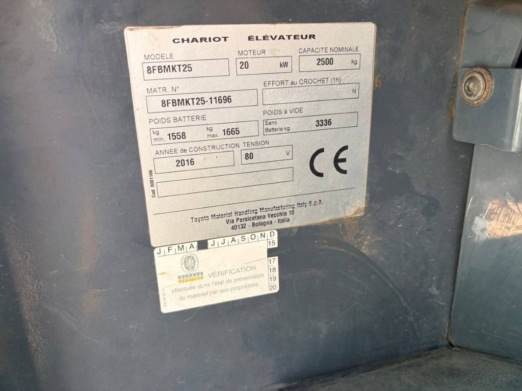 Toyota 8FBMKT25 Elektrogabelstapler 2500 kg 5 m 2016
