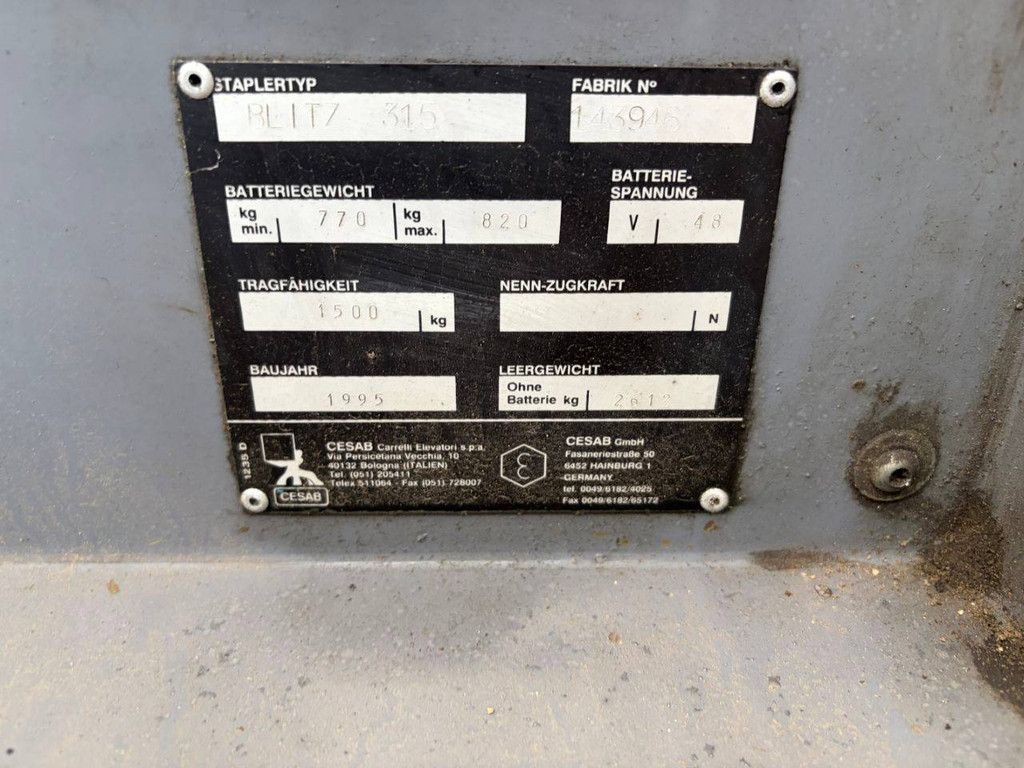 Gabelstapler CESAB BLITZ 315 Elektro 1500 kg 5,7 m 1995