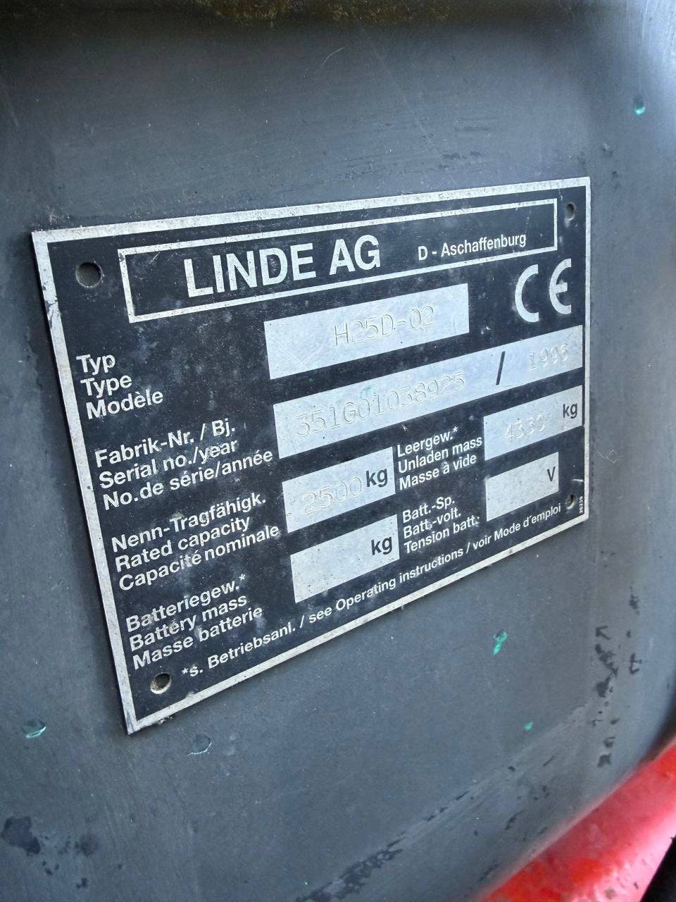 Linde H25D-02 Diesel-Gabelstapler, Baujahr 1996