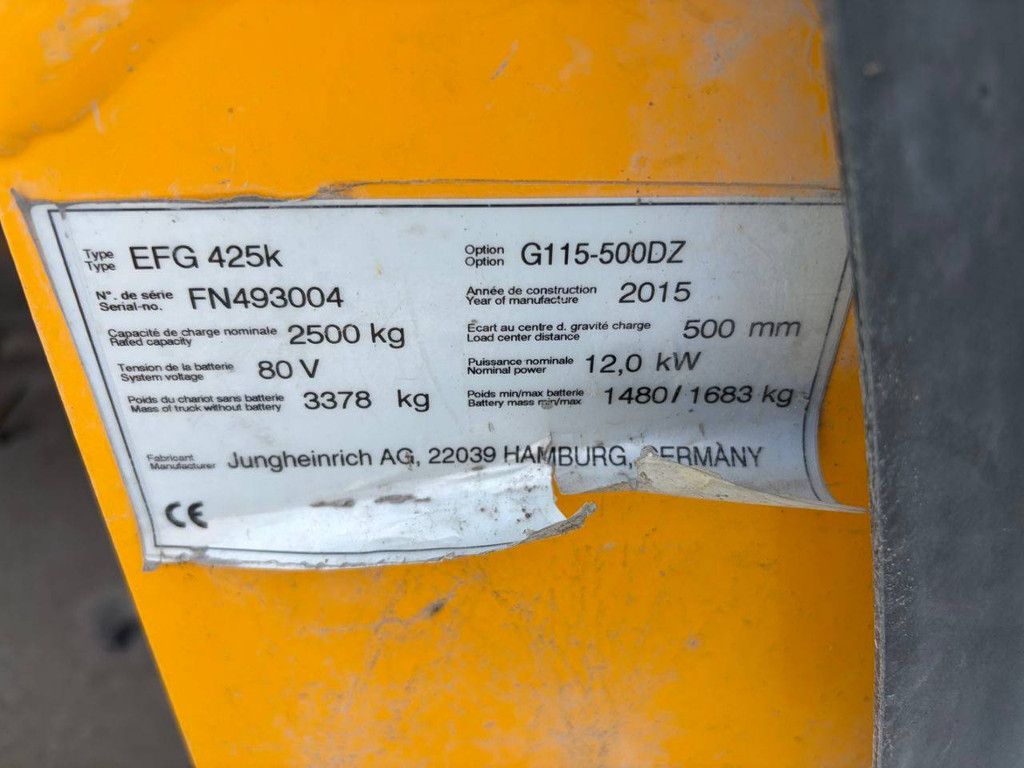 Gabelstapler Jungheinrich EFG425K Elektro 2500 kg 5,0 m 2015