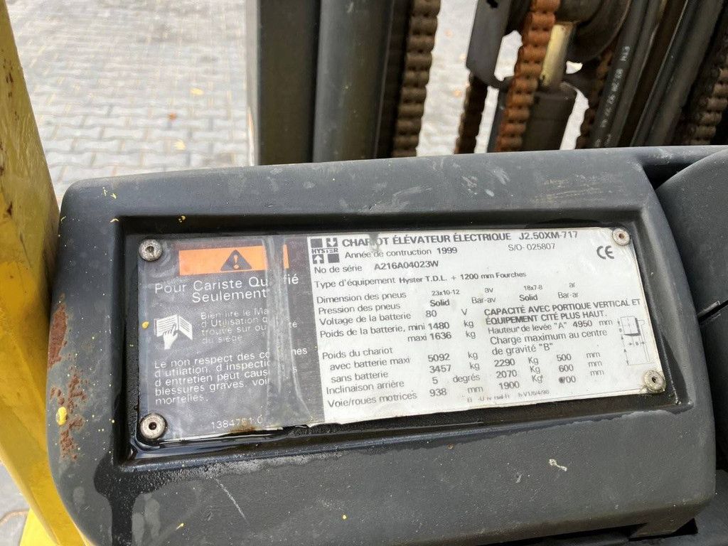 Hyster J2.50XM-717 Electric Forklift 2290kg 4.95m 1999