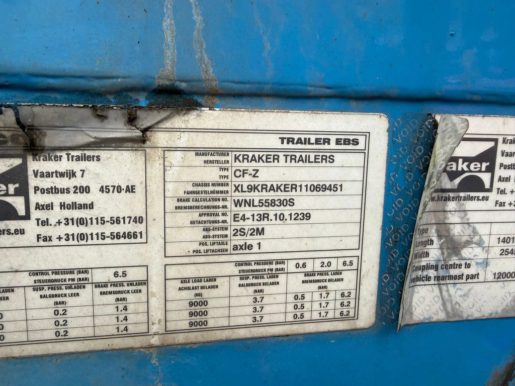 Kraker CF-200 92m3 Cargo Floor 10MM Liftas BPW Schijfremmen