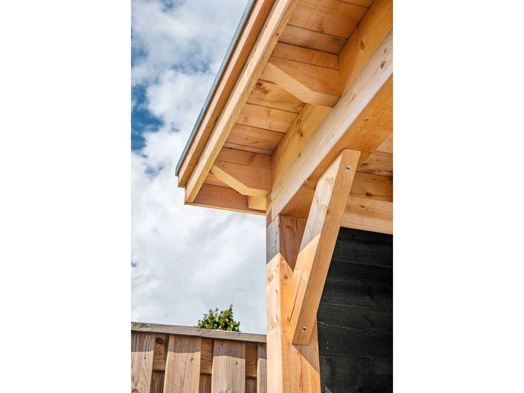 Flat roof shelter Odense XXL Basic Red Class Wood 650x450x266cm (New)