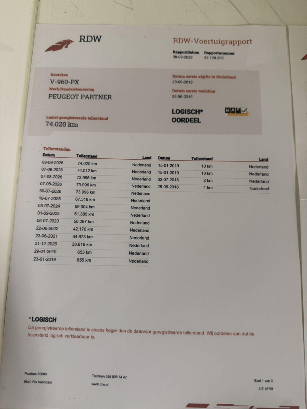 Peugeot Partner koel / vries auto tot min 20