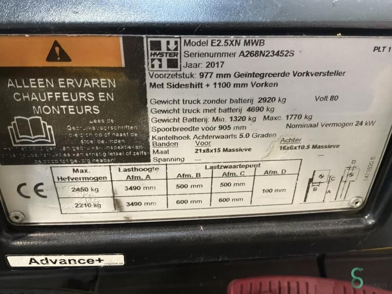 Gabelstapler Elektrisch Hyster E2.5XN 2017
