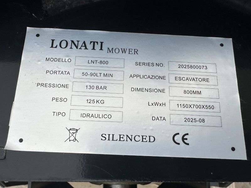 2025 Lonati LNT-800 Schlagmäher, passend für Bagger