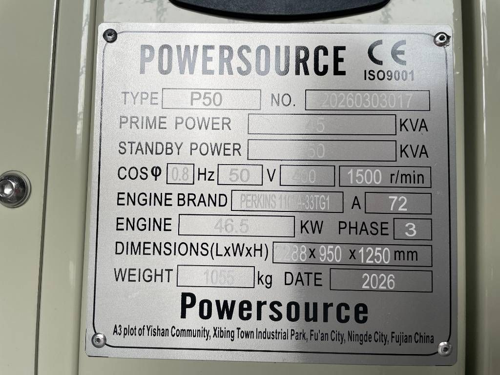 Perkins 1103A-33TG1 - 50 kVA Generator - DPX-19803