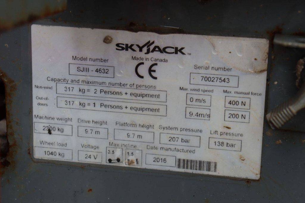 Skyjack SJ4632 Electric Scissor Lift 11.7m 2016