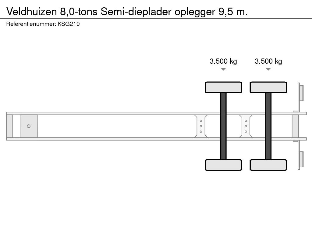 Veldhuizen 8,0-tons Semi-dieplader oplegger 9,5 m.