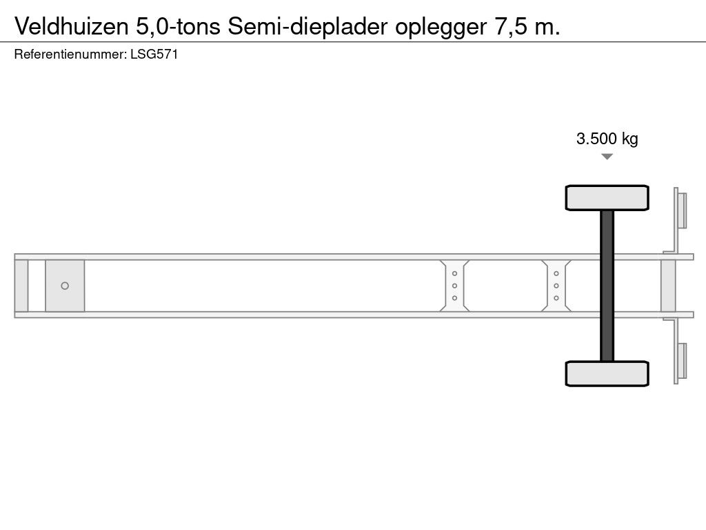 Veldhuizen 5,0-tons Semi-dieplader oplegger 7,5 m.