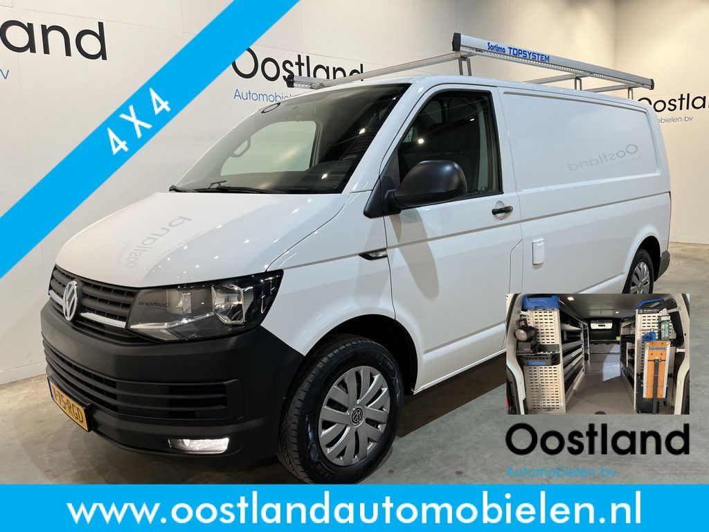 Volkswagen Transporter 2.0 TDI L2H1 4Motion 4X4 150 PK / Servicebus / Sortimo Inrichting / Euro 6 / Airco / Camera / Trekhaak / Cruise Control / Navigatie / Klep / Imperiaal