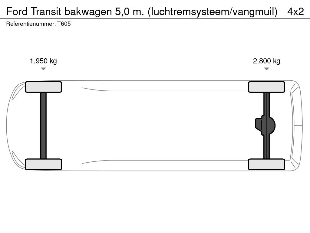 Ford Transit bakwagen 5,0 m. (luchtremsysteem/vangmuil)
