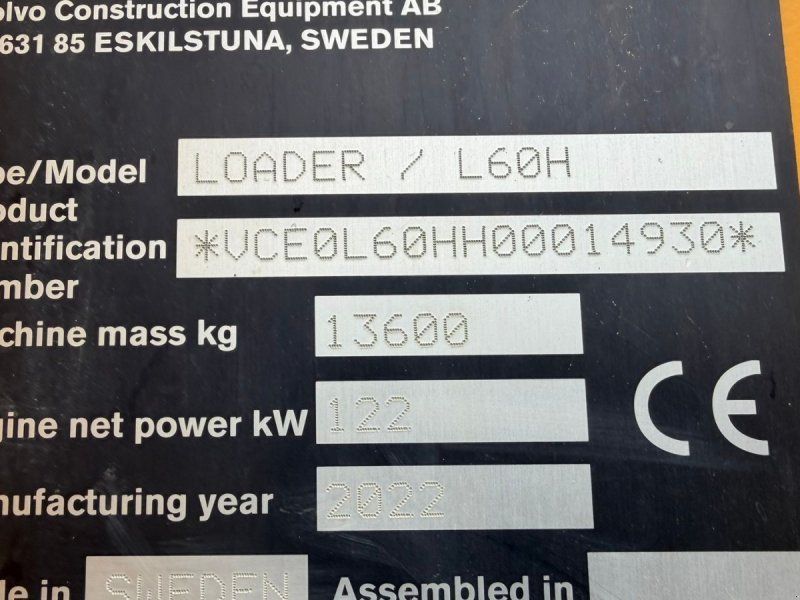 Volvo L60H CDC, BSS, Lock-UP, 3&4die funktion samt centralsmørring og