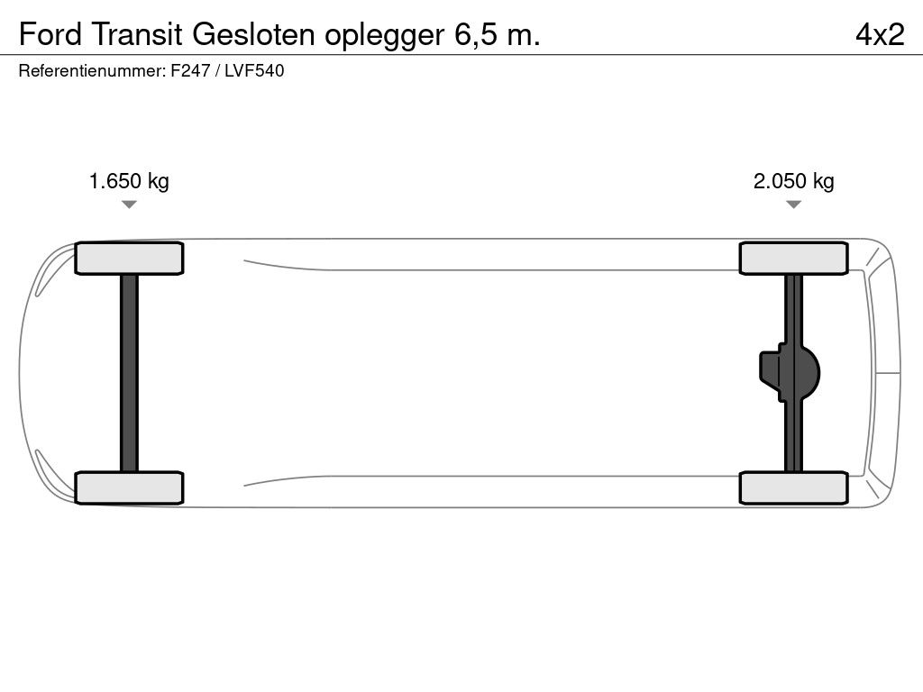 Ford Transit Gesloten oplegger 6,5 m.