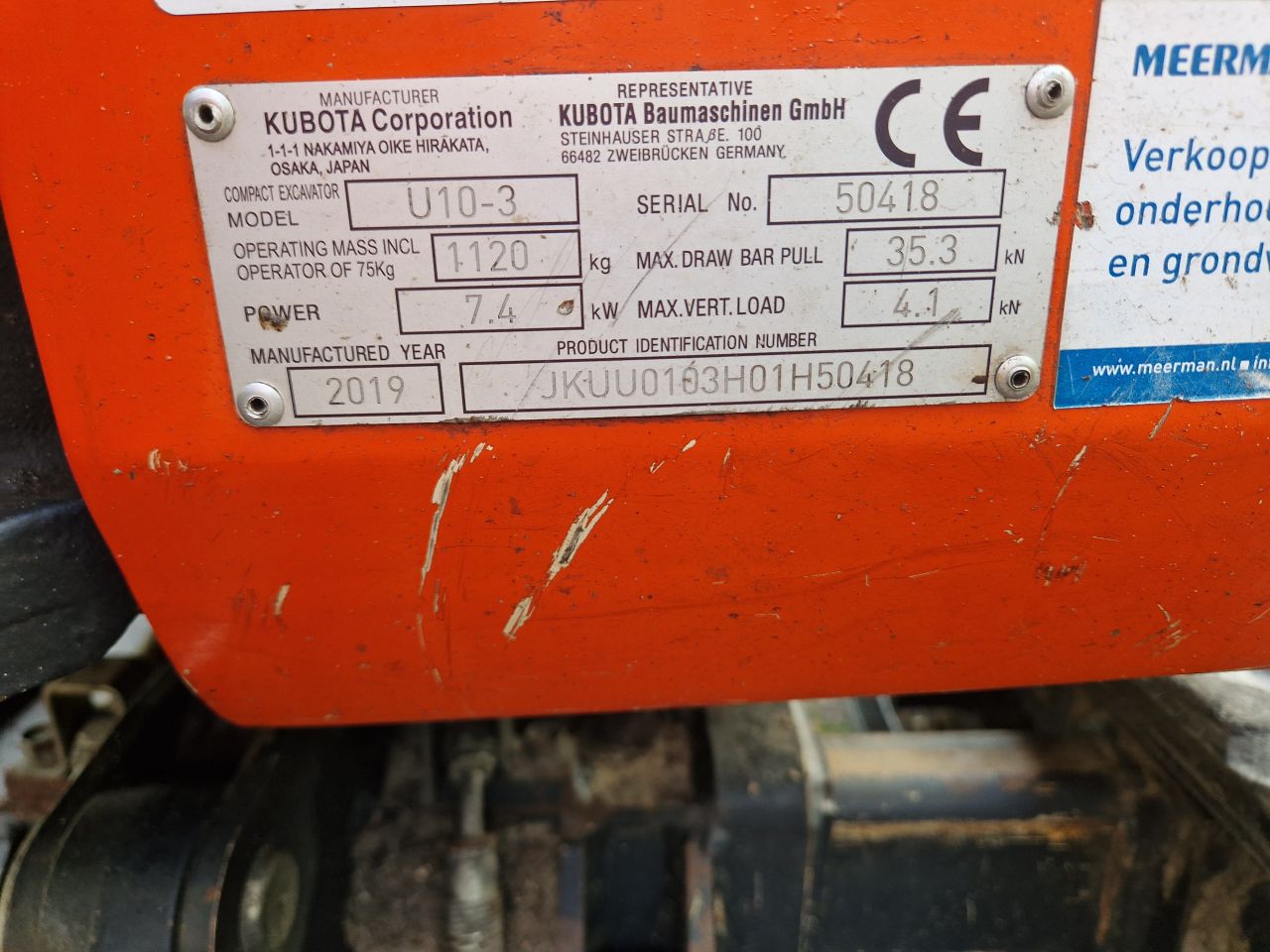 Minigraver kubota u10