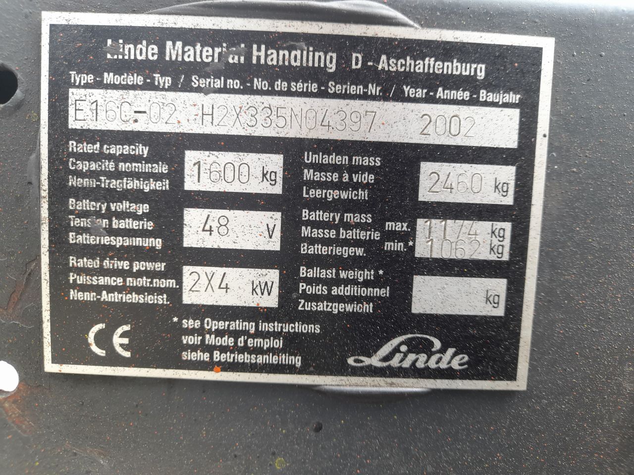 Linde E16 Elektrische heftruck triplo freelift side-shift