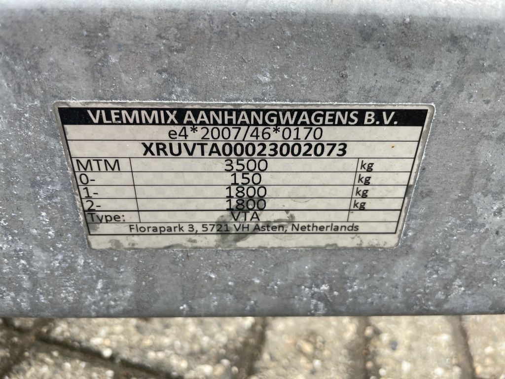 Vlemmix machinetransporter 3500 kg 4 x 1.8 m DEMO