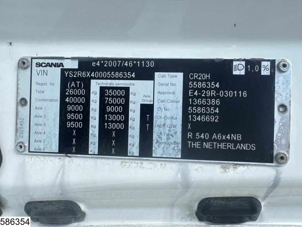 Scania R 540 6x4, EURO 6d, Retarder, PTO, Hydraulic