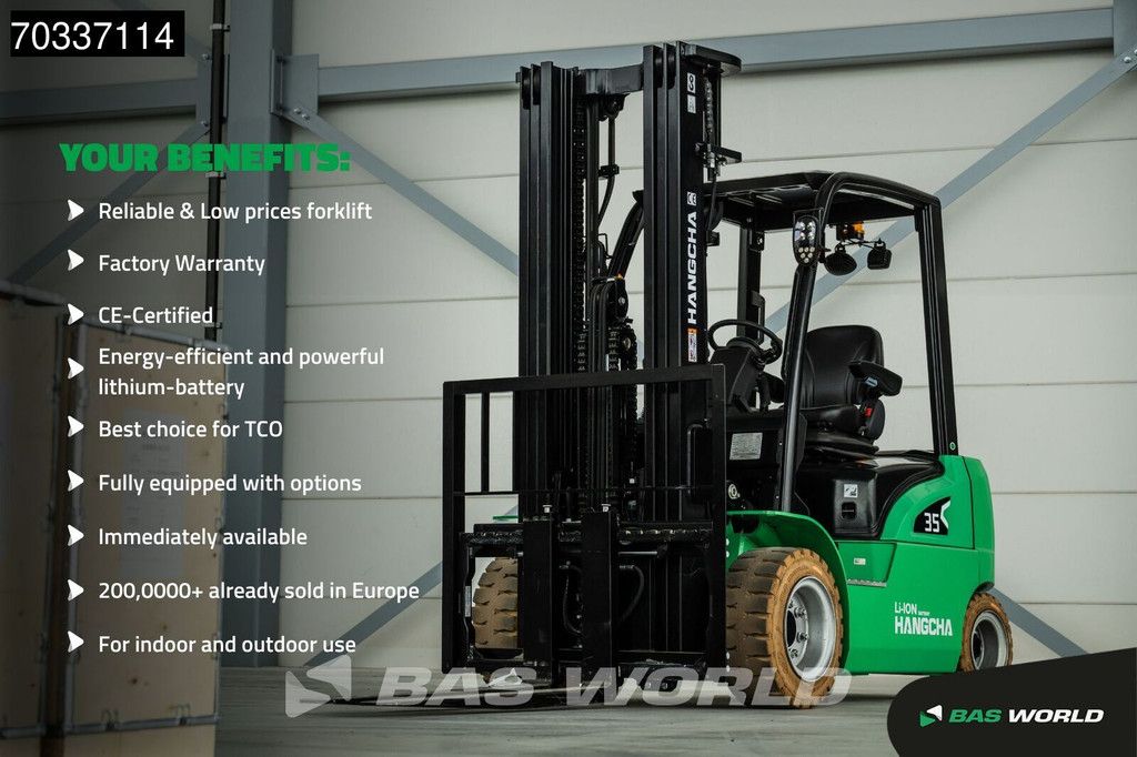 Hangcha CPD18 Electric Li-ion Forklift - Triplex - Warranty