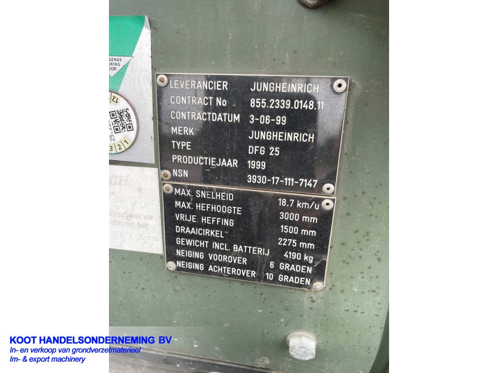 Jungheinrich DFG 25 1800 uur Ex Leger/Army