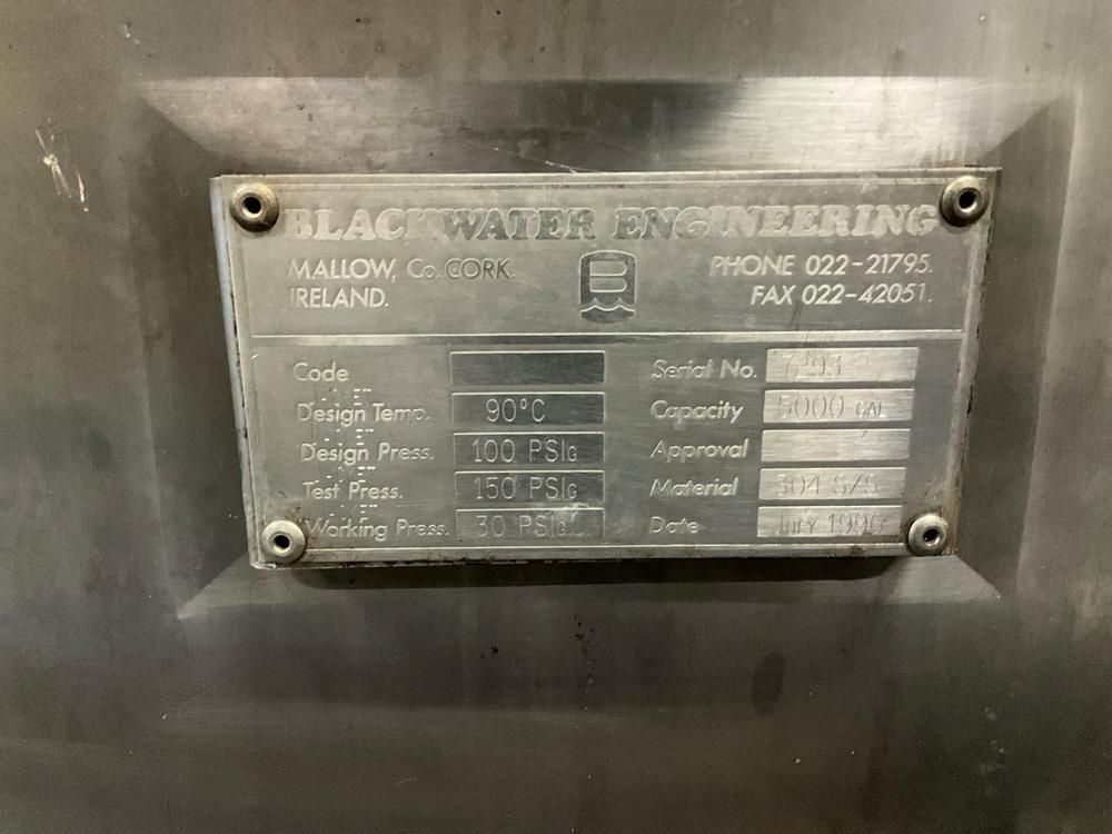 1996 Blackwater engenering 22 730L s/s horizontal tank