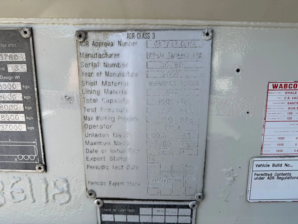 Whale tankers 29.5m3 Pressure ADR Tanker + Perkins self support engine