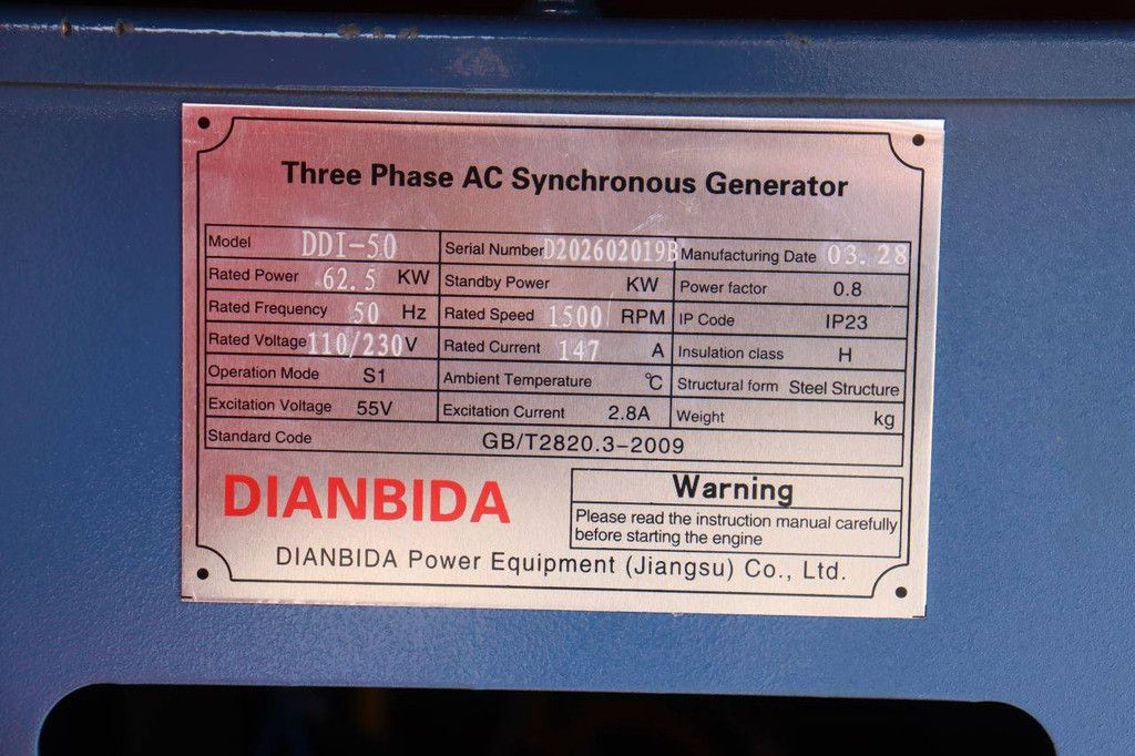 Starvox KC-50GF Dieselgenerator 62,5 kVA Neu