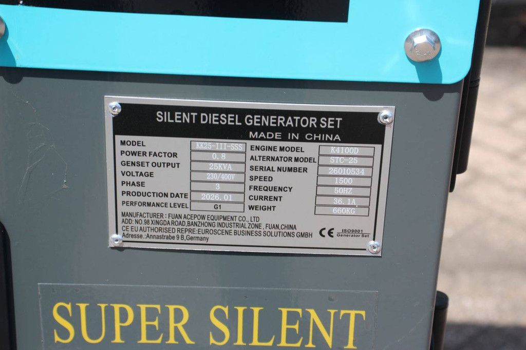 Generator Kawakenki KK25 Diesel 25kVA 2026 New
