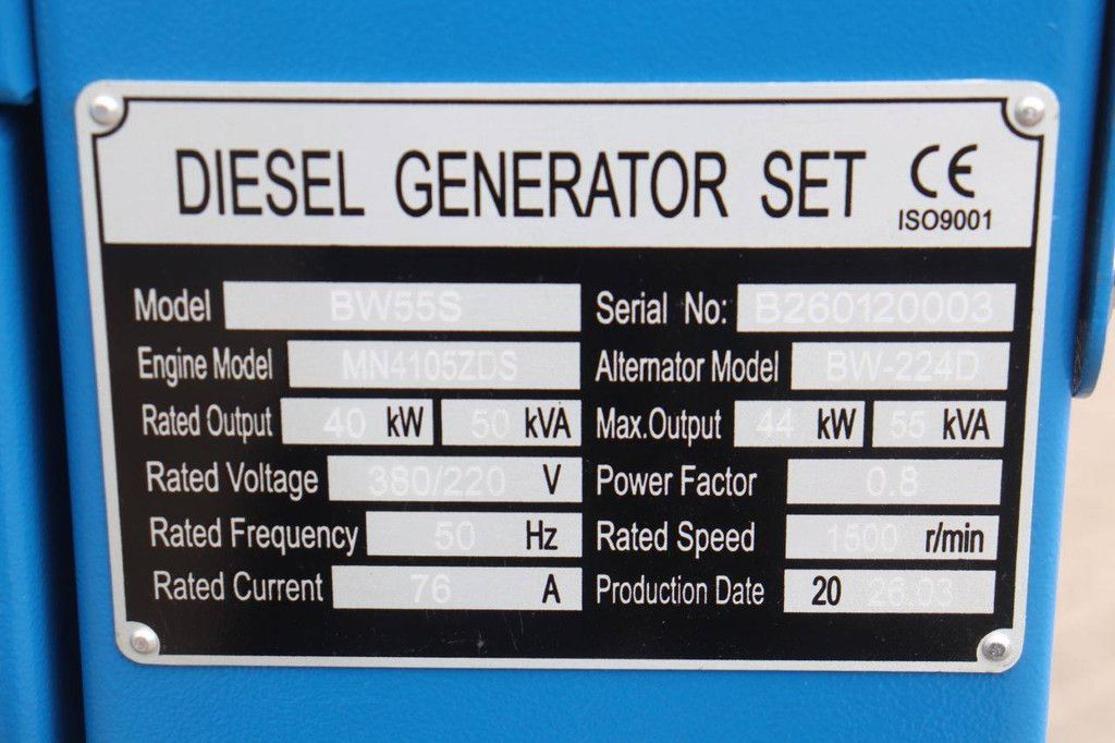 Generator SmartEnergy BW55S Diesel 2026 50kVA Neu