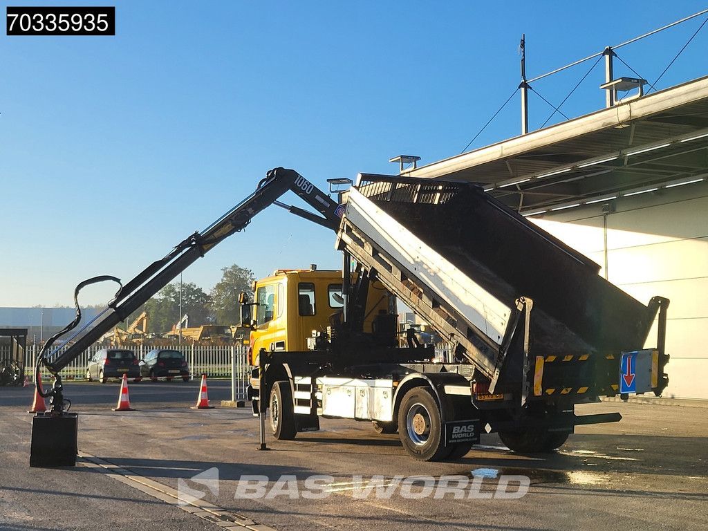 Scania P P340 4X4 NL-Truck 4x4 Big-Axle HMF 1060 K2 Crane + 9m3 3way tipper Automatic Euro 4