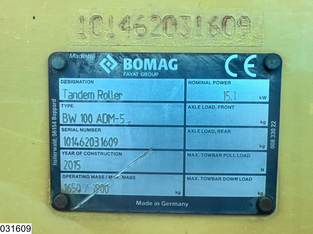 Bomag BW 100ADM-5 667 hr, 2015, 15,1 kW