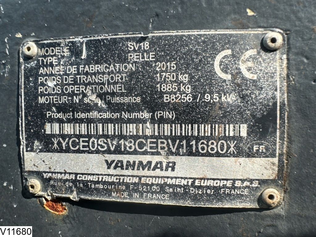 Yanmar SV18 3350 hr, 2015, 9,5 kW